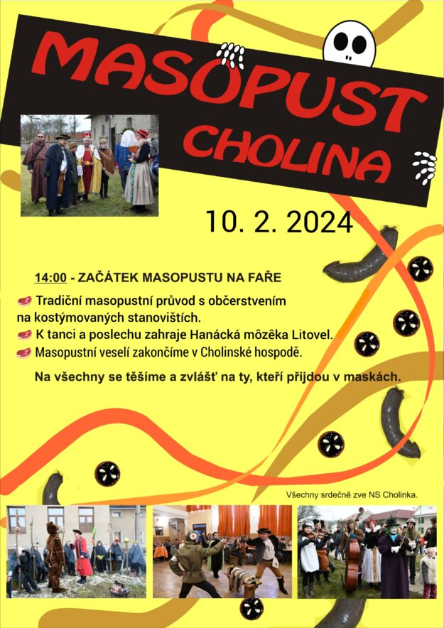 plakát masopust Cholina 10.2.2024